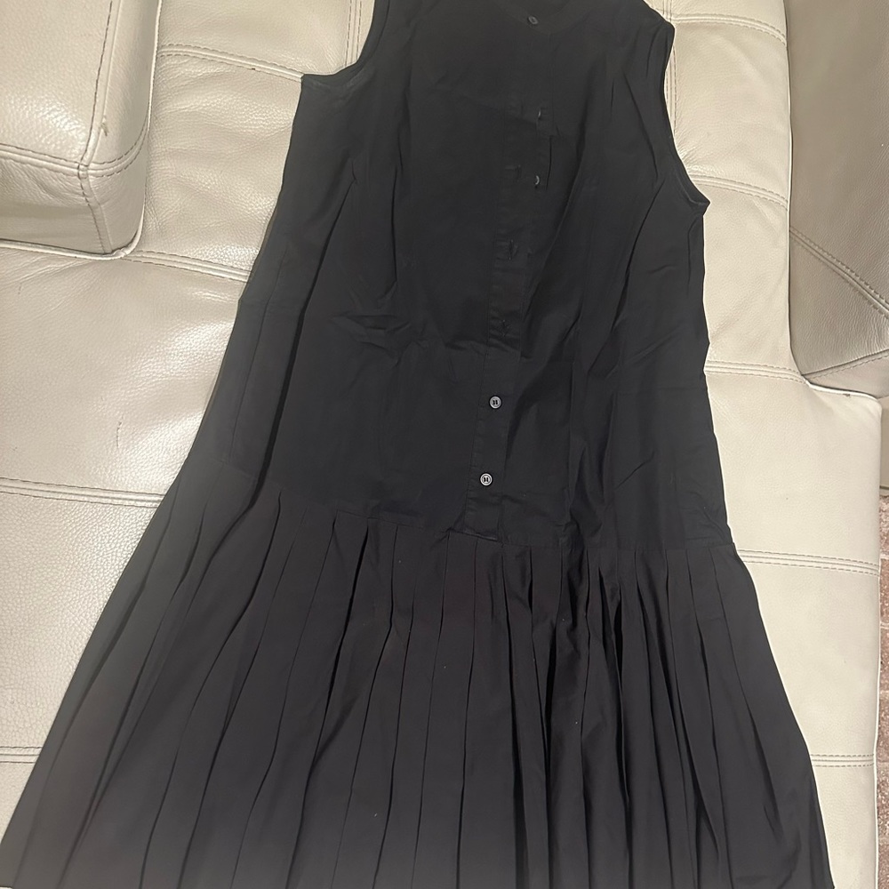 Cos Black Pleeted Dress Size M